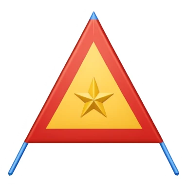 A flag inspired by the Catalan independence flag (the Estelada Blava): five horizontal red stripes alternating with yellow stripes, a blue triangle on the left side pointing to the center, and inside the triangle a single white five-pointed star. sticker