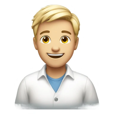 smiling boy in white shirt saying hi  sticker