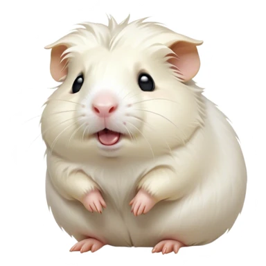 Cinematic Cute Yawning White Guinea Pig Portrait Emoji, Head tilted slightly with a dramatic, wide-open yawn, revealing a soft, downy white fur with tiny drooping ears, round dark eyes barely open in drowsy contentment, Simplified yet irresistibly adorable features, highly detailed, glowing with a soft, cozy glow, high shine, relaxed yet expressive, stylized with a touch of whimsy, bright and endearing, soft glowing outline, capturing the essence of a sleepy yet affectionate guinea pig, so drowsy it feels like it could stretch right out of the screen and curl up for a nap! sticker