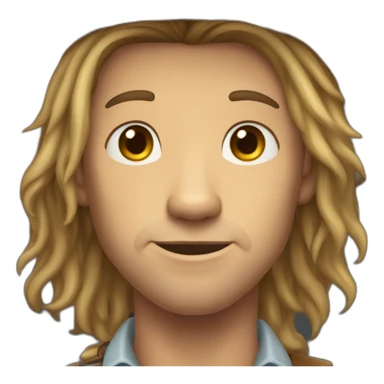 Cow boy with long hair and scars and a bair sticker