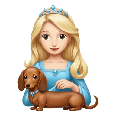 Blonde princess folding a Long haired dachshund  sticker