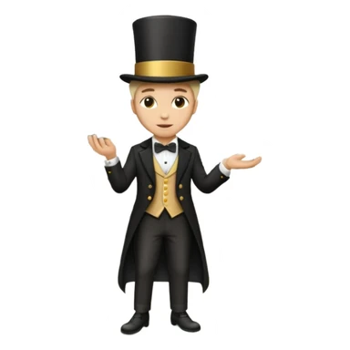 Magician with top hat,Street Performers,background street setup, with coins box, foot path. sticker