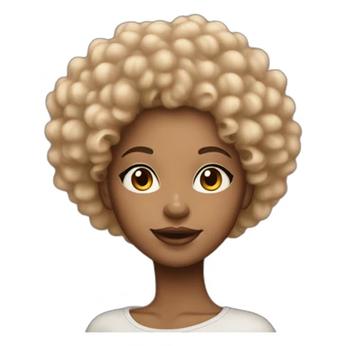 light skin black girl with long afro hair and nose pierced sticker