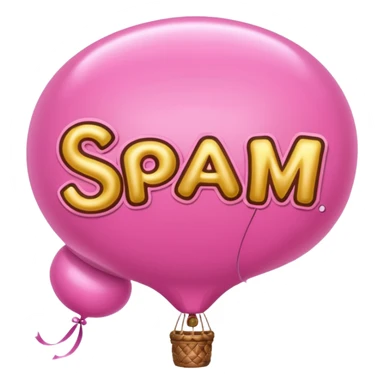 the word 'SPAM' in ornate pink gothic calligraphy, balloon style sticker