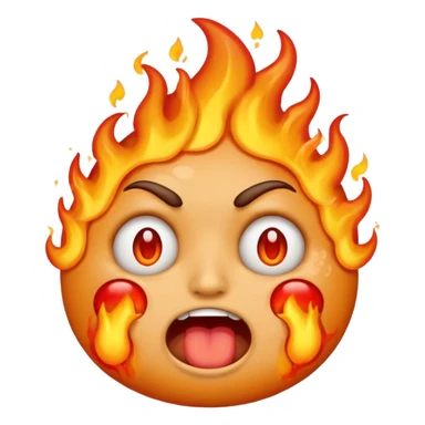 i want emoji face not with burning hair but with burning eyes and also the emoji should look like it is vomiting sticker