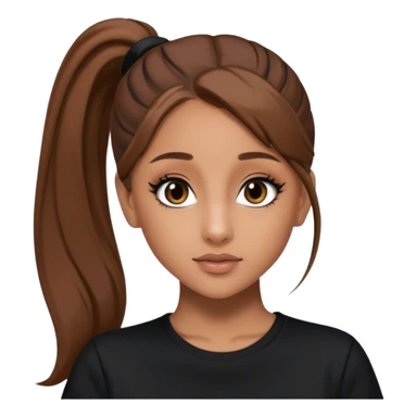 Ariana Grande high ponytaw with brown hair and with black thsirt and and eyeliner make her look 20 sticker