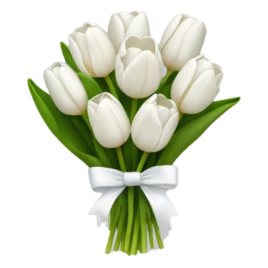 white tulip bouquet with a white bow holding the flowers together sticker