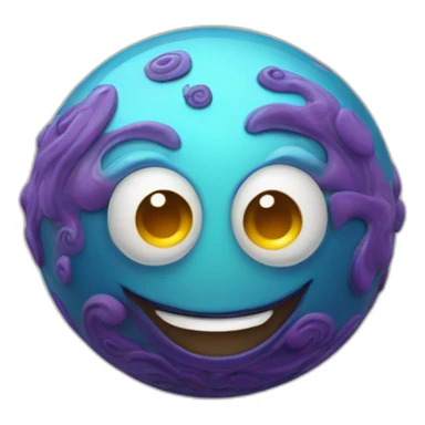 3d sphere with a cartoon genie skin texture with big happy eyes sticker