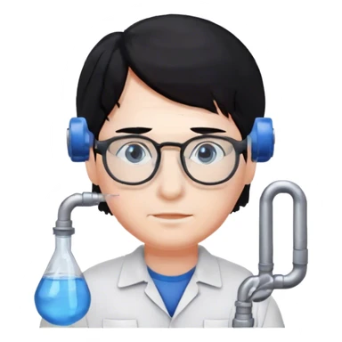 Plumber with black hair, glasses and blue eyes sticker