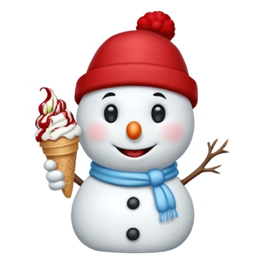 snowman wearing red cap with ice cream  sticker