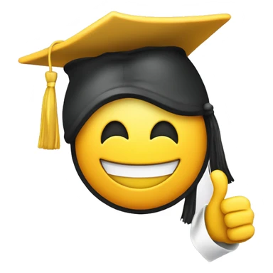Smile smiley face with a thumbs up wearing a graduation cap sticker