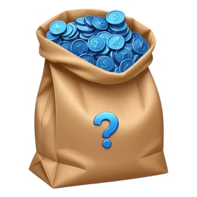 brown bag of blue coins sticker