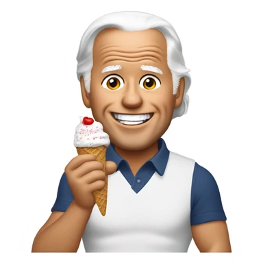 Joe Biden eating ice cream while curling his hair sticker