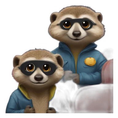 Two meerkats and a wombat at the cinema in clothes sticker