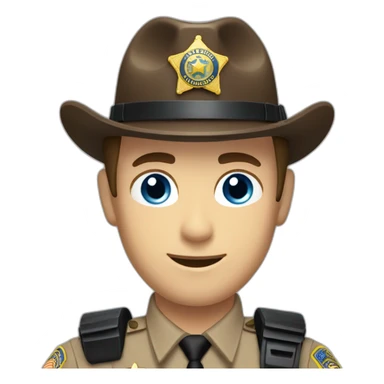 Deputy sheriff with short Brown hair and blue eyes and shoulder radio sticker