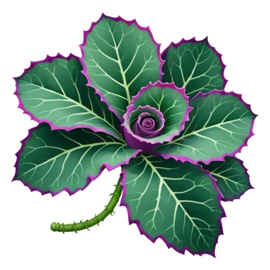 Close-up of Begonia Rex leaf center showing spiral growth pattern, dark green leaf with purple edges and white spots sticker