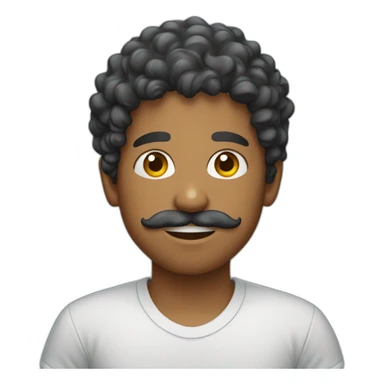 sri lankan boy with curly hair and a mustache wearing a t shirt sticker