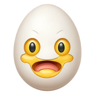 a egg with a weird face sticker