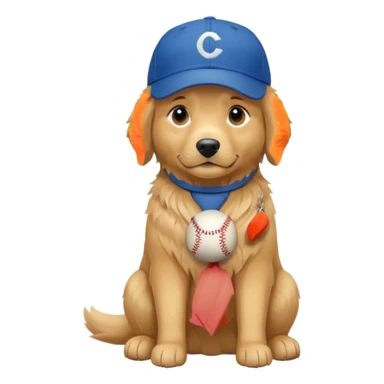 Golden retriever dog with blue baseball cap fullbody sitting down sticker