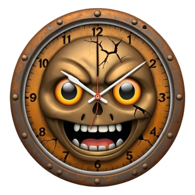a scary face clock  sticker