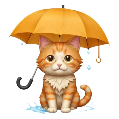 cat holding an umbrella sticker