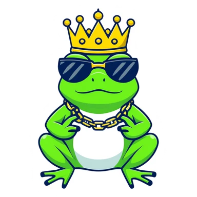gangster frog wearing a gold crown smoking a blunt, cool sunglasses, gold chain sticker
