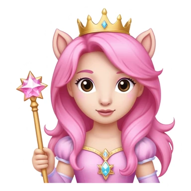Pink pony princess holding magic wand  sticker