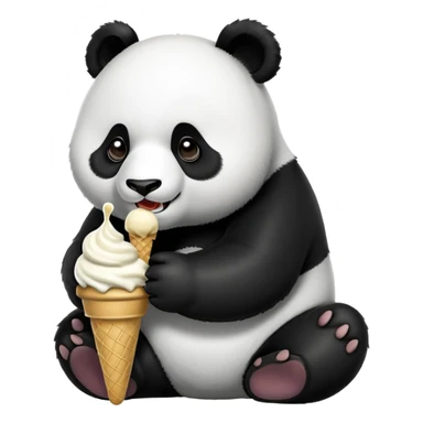 Panda eating ice Cream while pooping  sticker