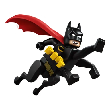 Lego Batman riding a Black lab chasing Superman  sticker