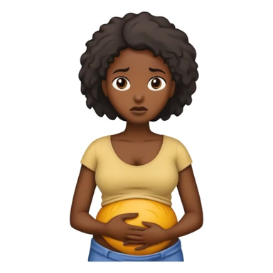 Black woman holding stomach in pain sticker