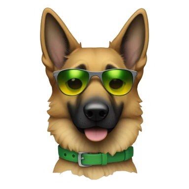 Slim weak german shepherd with green-yellow belt and black sunglasses and hair colour gray-brown  sticker