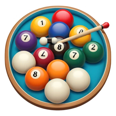 Pool game all balls same size and a cue sticker