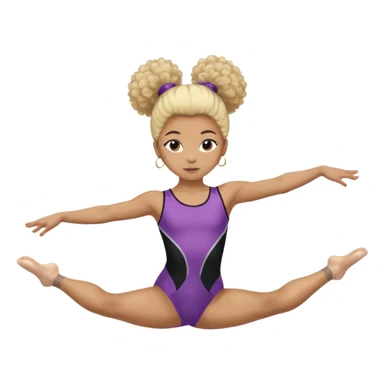 light-skinned Black girl doing gymnastics, half-blonde and half-dark brown afro puff hairstyle sticker