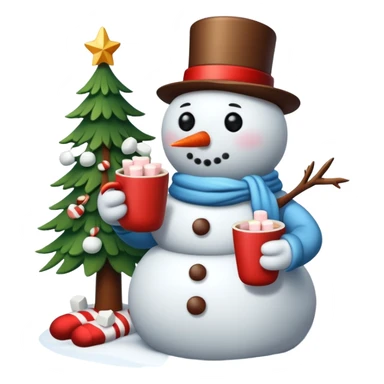 winter vibe emoji with Christmas tree, hot chocolate with marshmallows, warm socks, snowman  sticker
