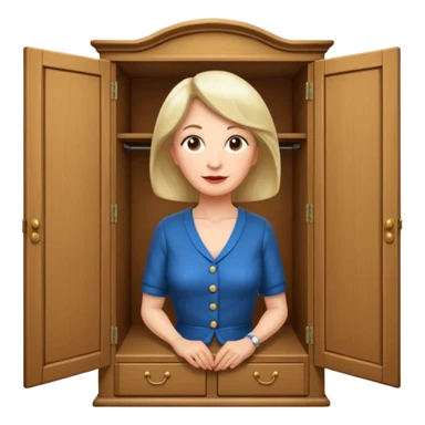 A character from the fairy tale Beauty and the Beast: the middle-aged lady (around 40 years old) who was turned into a wardrobe. She retains the wardrobe's original form, with an anthropomorphic face on the closed cabinet. sticker