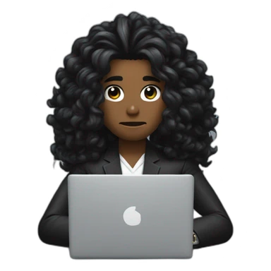 Power Rangers Black with Laptop busy with coding for Office Work by thinking future me nice hair black suit confused face sticker