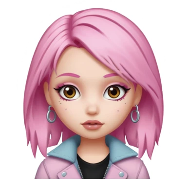 grunge aesthetic, pretty bratz, with details, light pink hair sticker