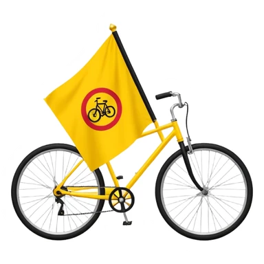 Create a Telugu Desam Party (TDP) flag emoji: bright solid yellow background, simple black bicycle icon in the center. Flat emoji style, bold colors, clean edges, no text, no gradients, no shadows. Square 1:1 ratio, transparent background, minimal and clear like a system emoji. sticker