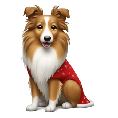Shetland sheepdog with Christmas skirt  sticker