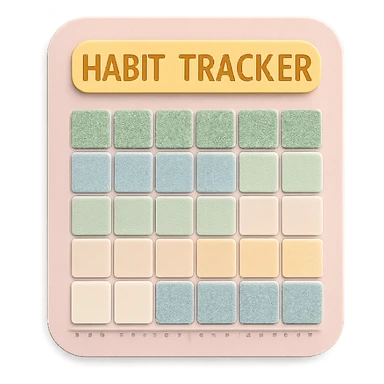 soft pastel gentle habit tracker grid with rounded corners and delicate dotted lines sticker
