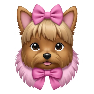 a Yorkshire Terrier face with a ponytail on head tied with a bow. sticker