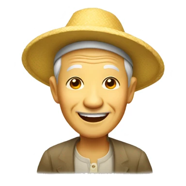yellow smiling old Vietnamese man with hat sticker