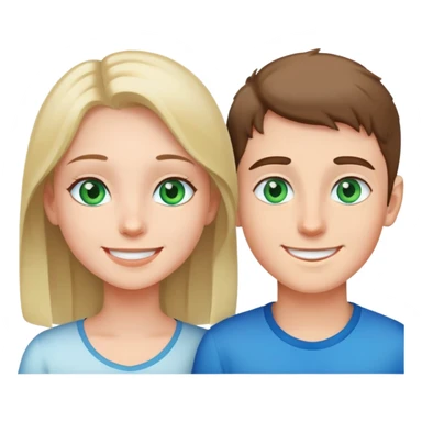 A boy with green/ blue eyes extra white smiling to a girl sticker