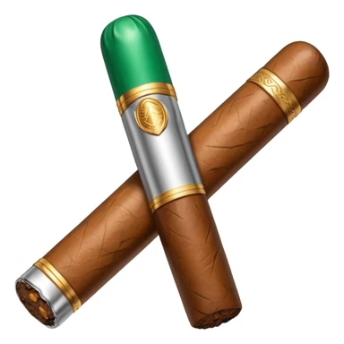 A luxury cigar emoji made of silver chrome, smooth metallic texture, minimal shape, glossy reflections, rich swag aesthetic, iOS emoji style, centered, clean white background sticker