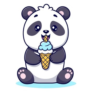 Realistic panda eating ice cream  sticker