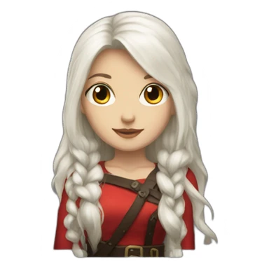 rpg-girl-with-long-white-hair-and-red-skirt and black tights sticker
