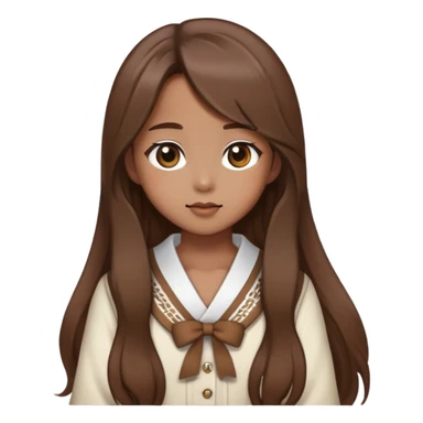 lesseo member ive korean idol brown hair wearing cute brown white adorable clothes long hair  sticker