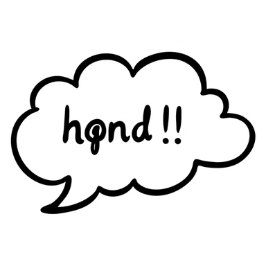 cloud shape quotes icon, hand drawn black outlined style sticker