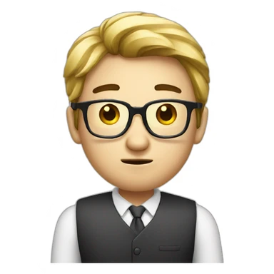 HongKong guy glasses worry face smoking sticker