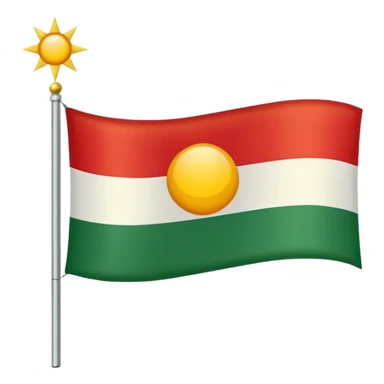 A flag with red on the left side white in the middle with sun on top of the white and green on the right side sticker